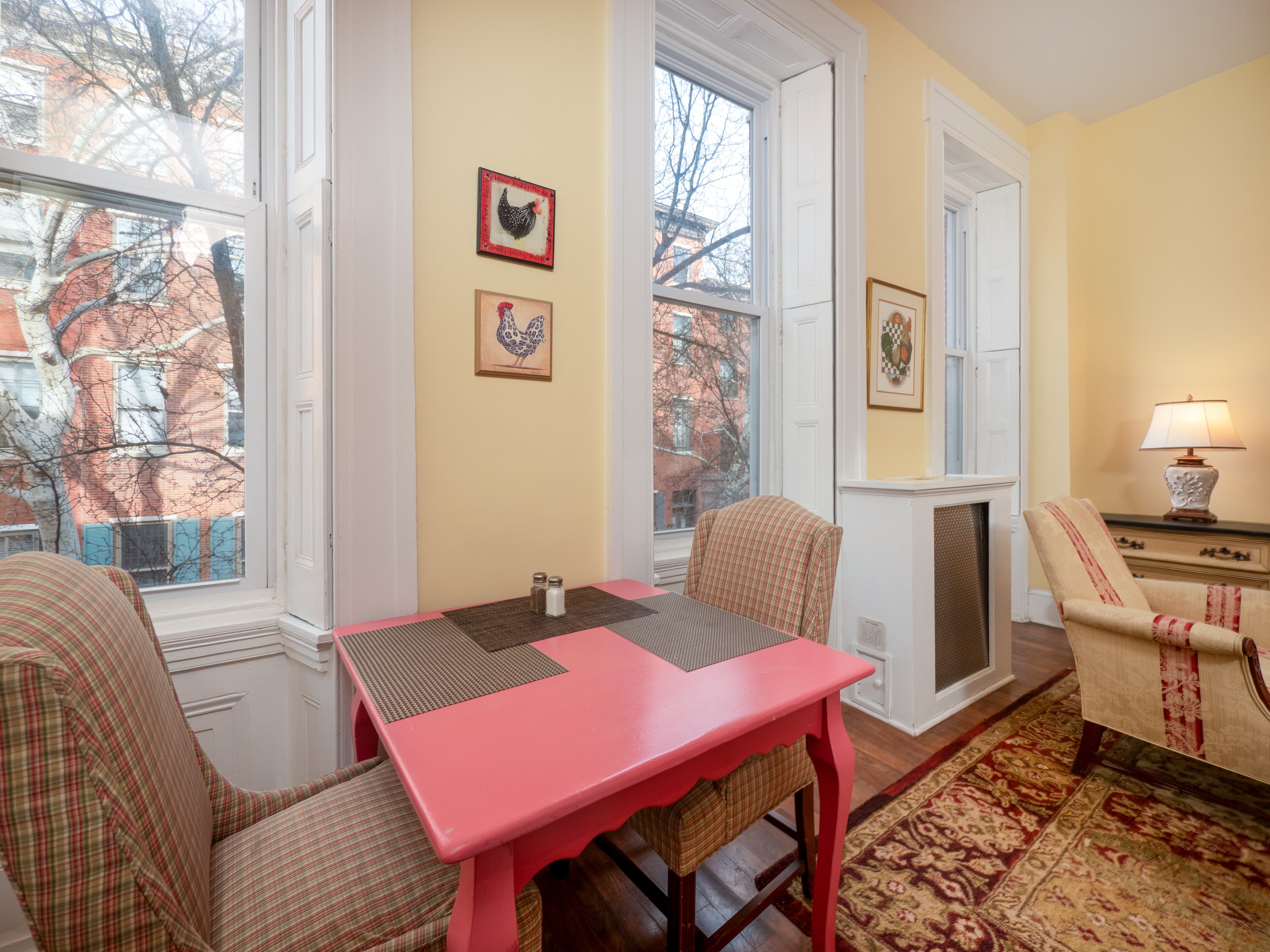 Close up of the sitting area near the windows providing natural light.